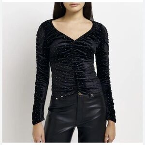 5/$25 NWOT River Island Black Studded Blouse